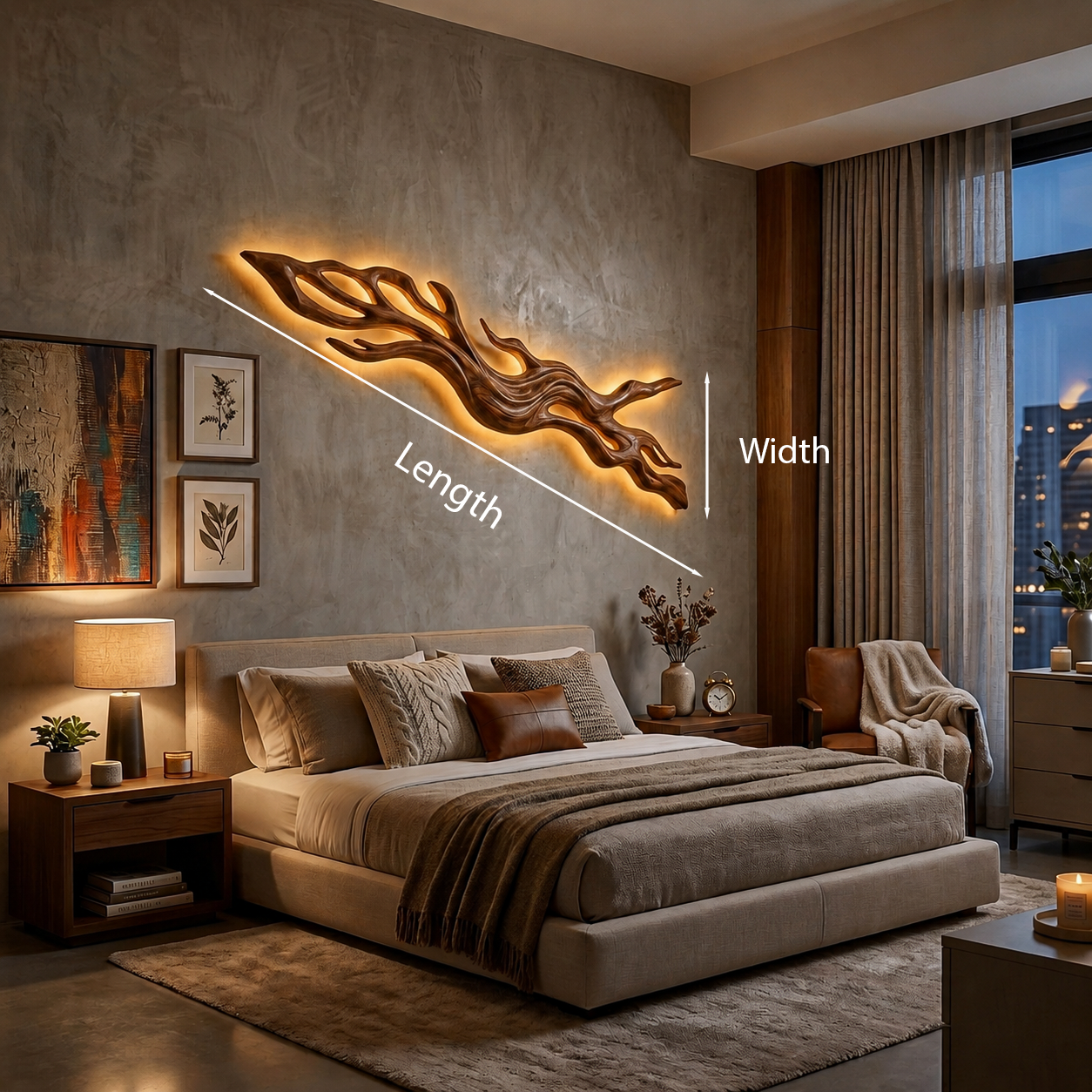 Rustic Wood Wall Light With Undulating Shape For Bedroom Decor RTTHTTLAM055