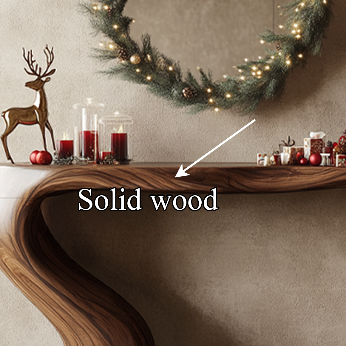 Mid Century Rustic Sculptural Console Table Christmas Holiday Home Decor SINLSACS299