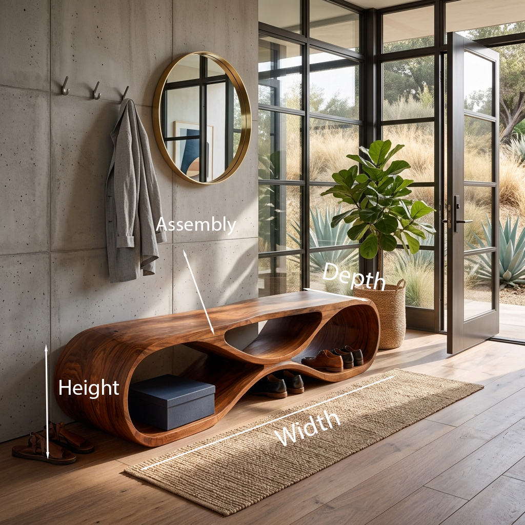 Wooden Bench Organic Sculptural Design For Home RTTHTTCHR092
