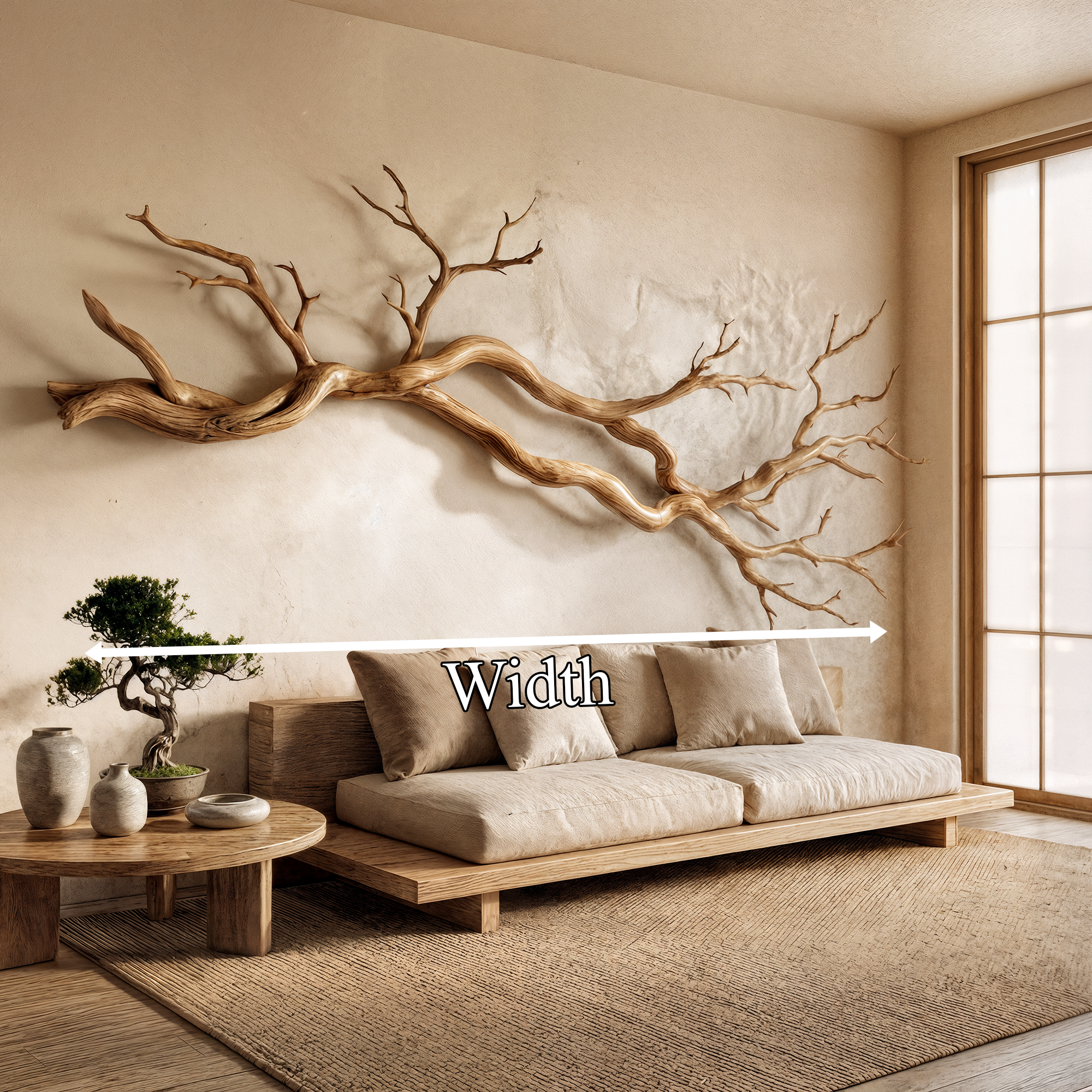 Wabi Sabi Horizontal Branch Wall Sculpture Living Room SINLKIWD061