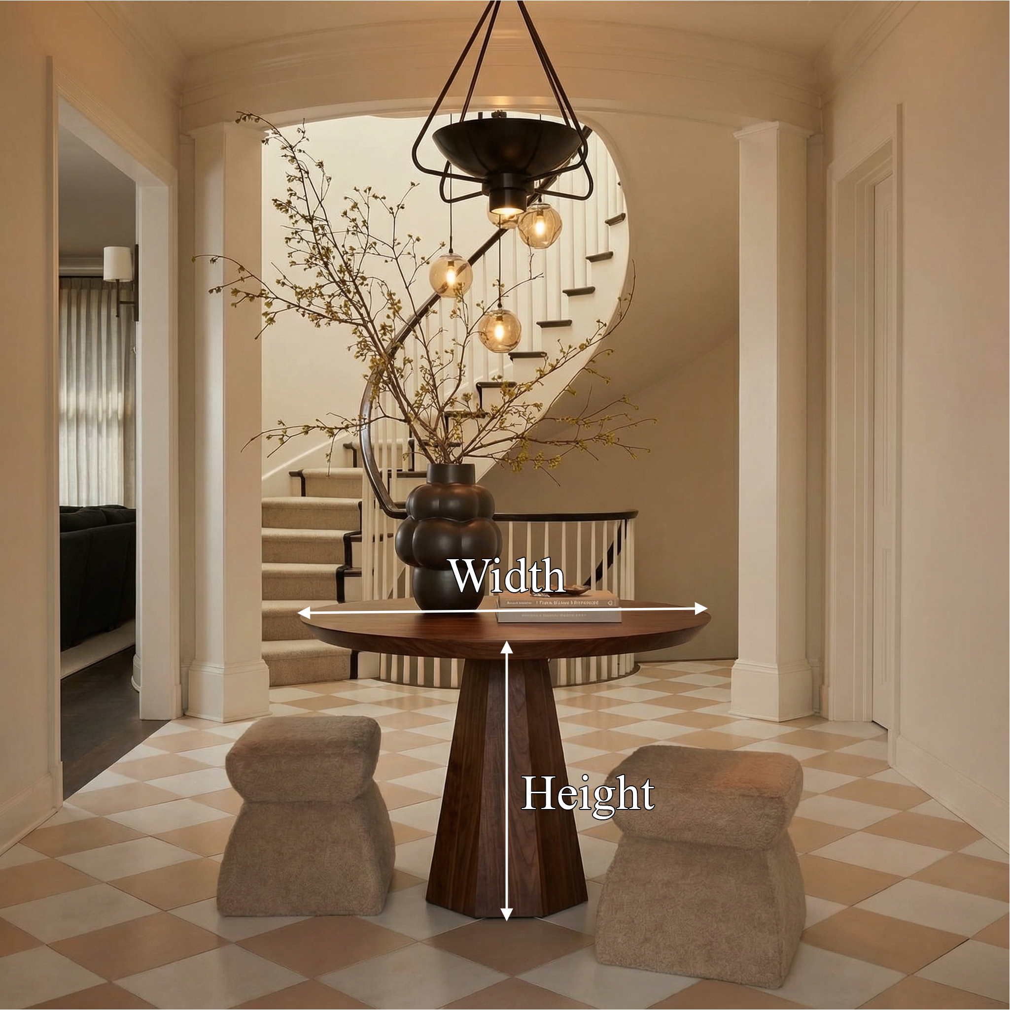 Contemporary Organic Round Entryway Foyer Table For Entryway SINLSAFT007
