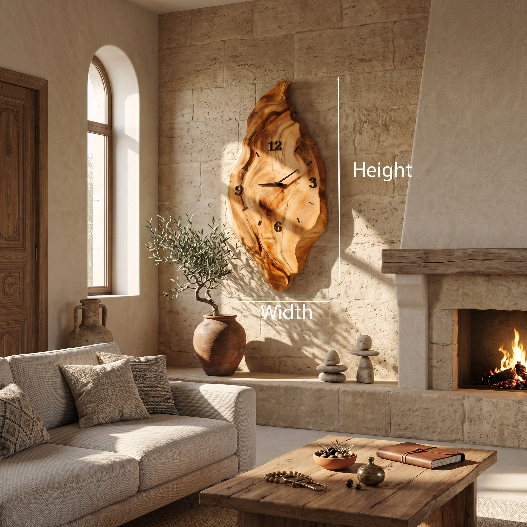 Rustic Wall Clock With Live Edge Design For Bedroom SITHTTWAC002