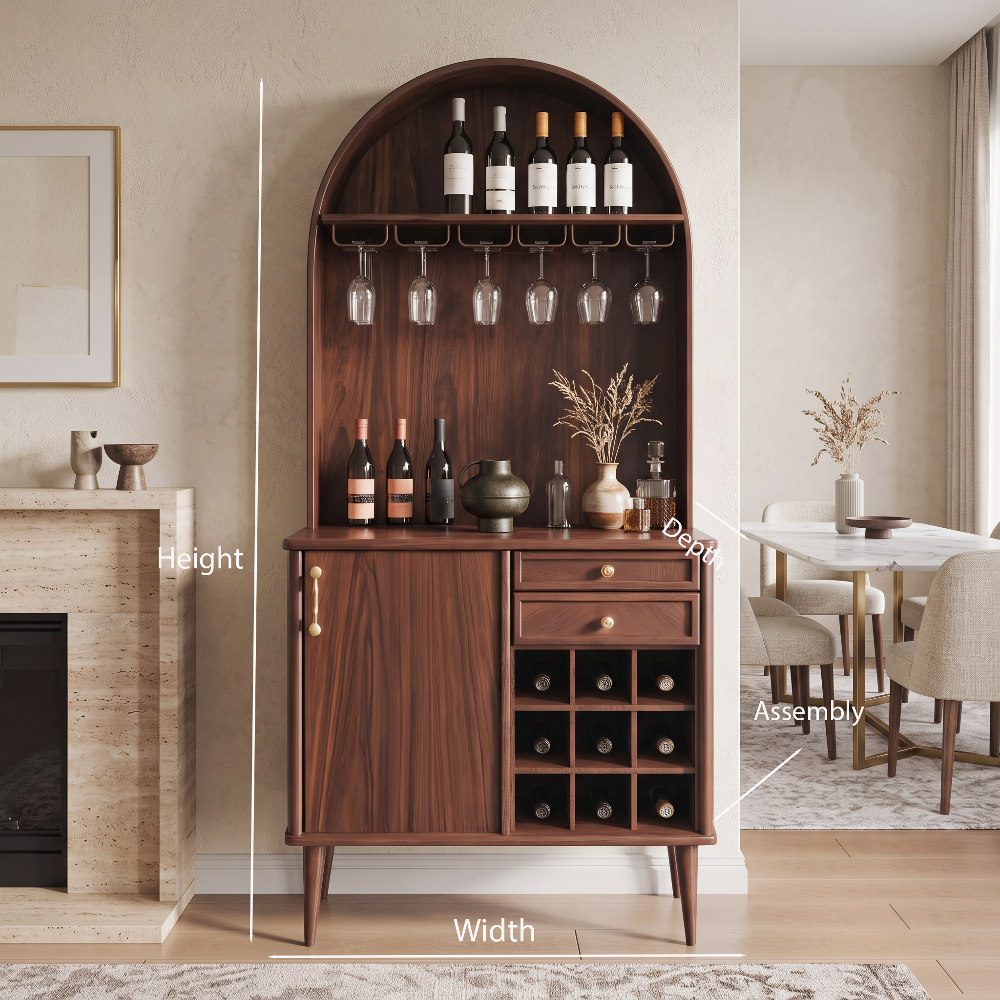Classic Wine Cabinet With Storage For Dining Room SITHTTBCA008