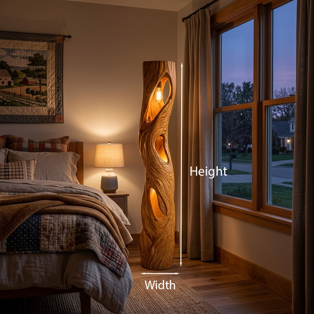 Rustic Sculptural Wooden Floor Lamp For Home Decor RTTHTTLAM050