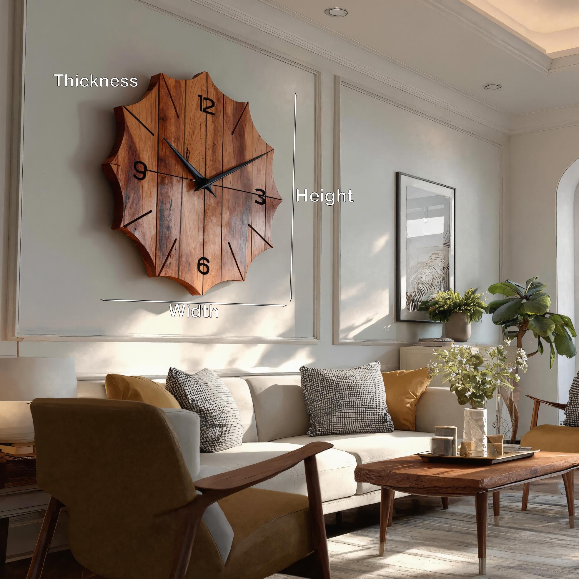 Organic Wooden Wall Clock For Designer Living Room RTTHHNWAC012