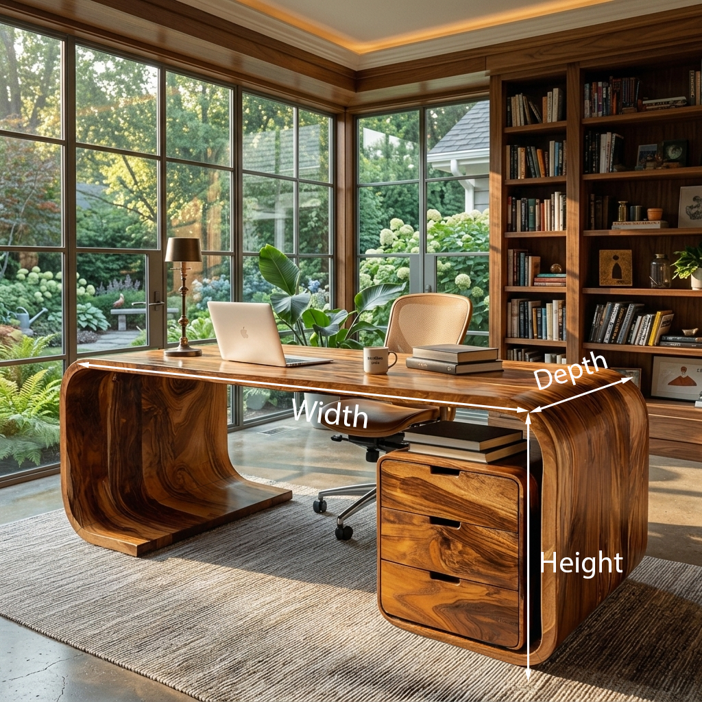 Modern Wooden Desk With Curved Base For Home Office RTTHTTDE067