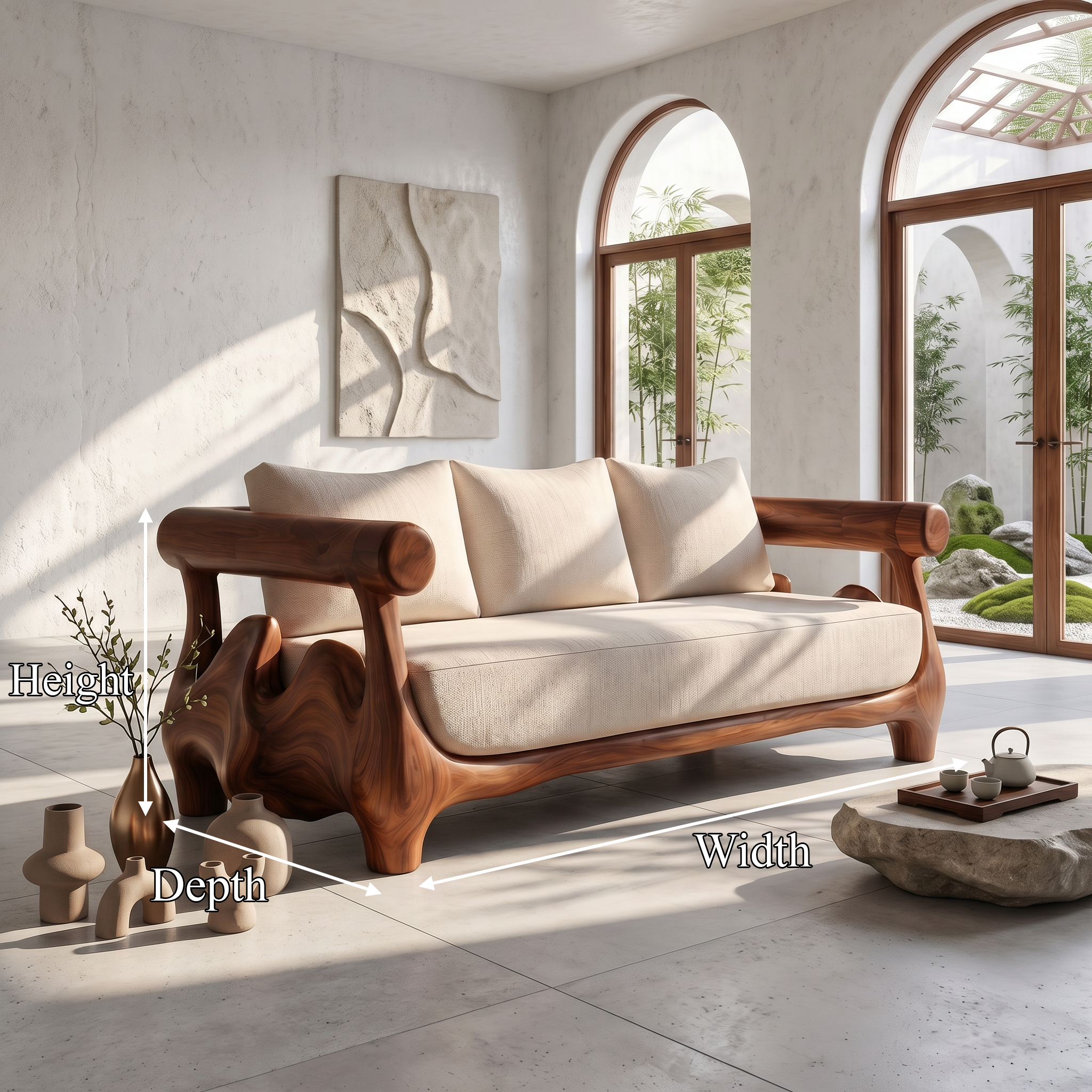 Statement Sofa Frame With Sculptural Tree Inspired Structure For Living Room SINLSASF053