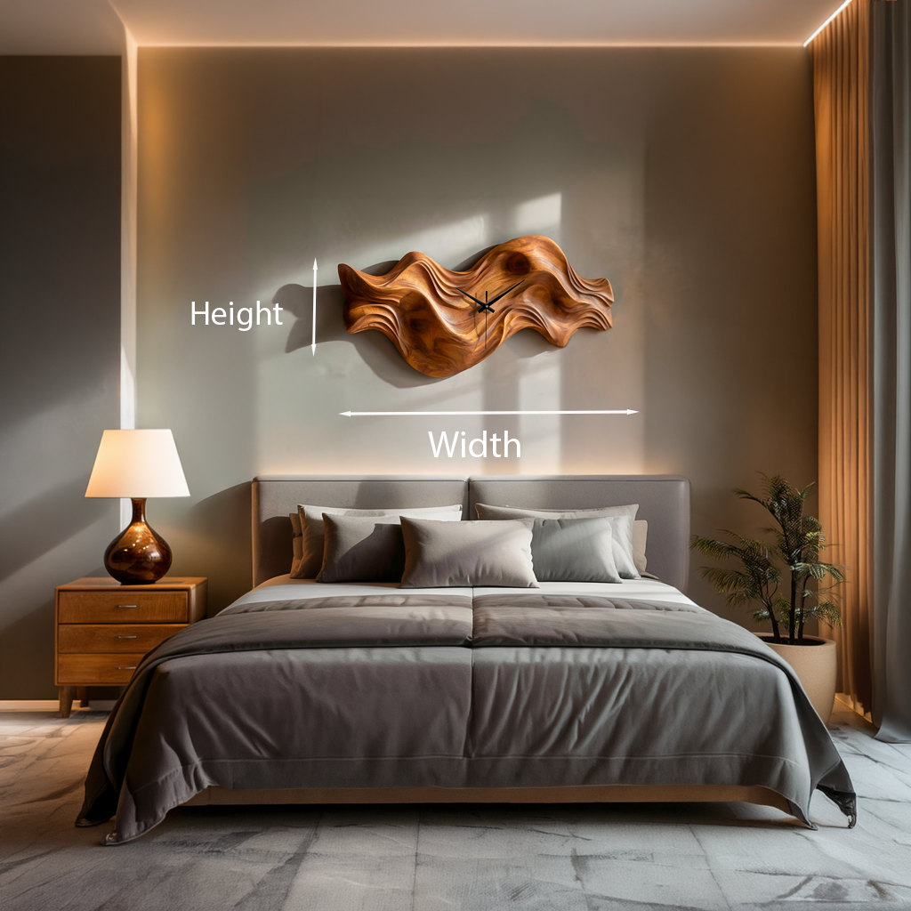 Modern Wooden Clock Organic Wave Design For Cozy Bedroom Space RTTHTTWAC015