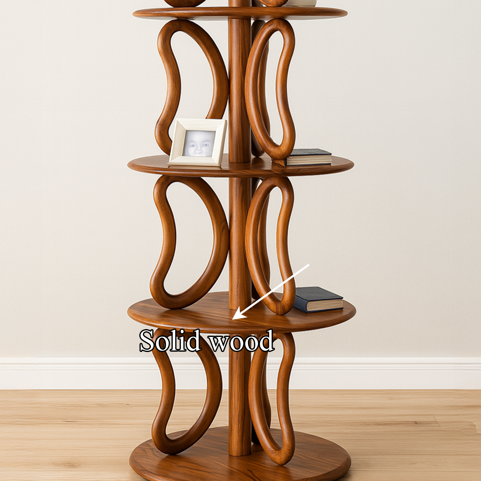 Rustic Round Bookshelf Living Room SINLSATT032