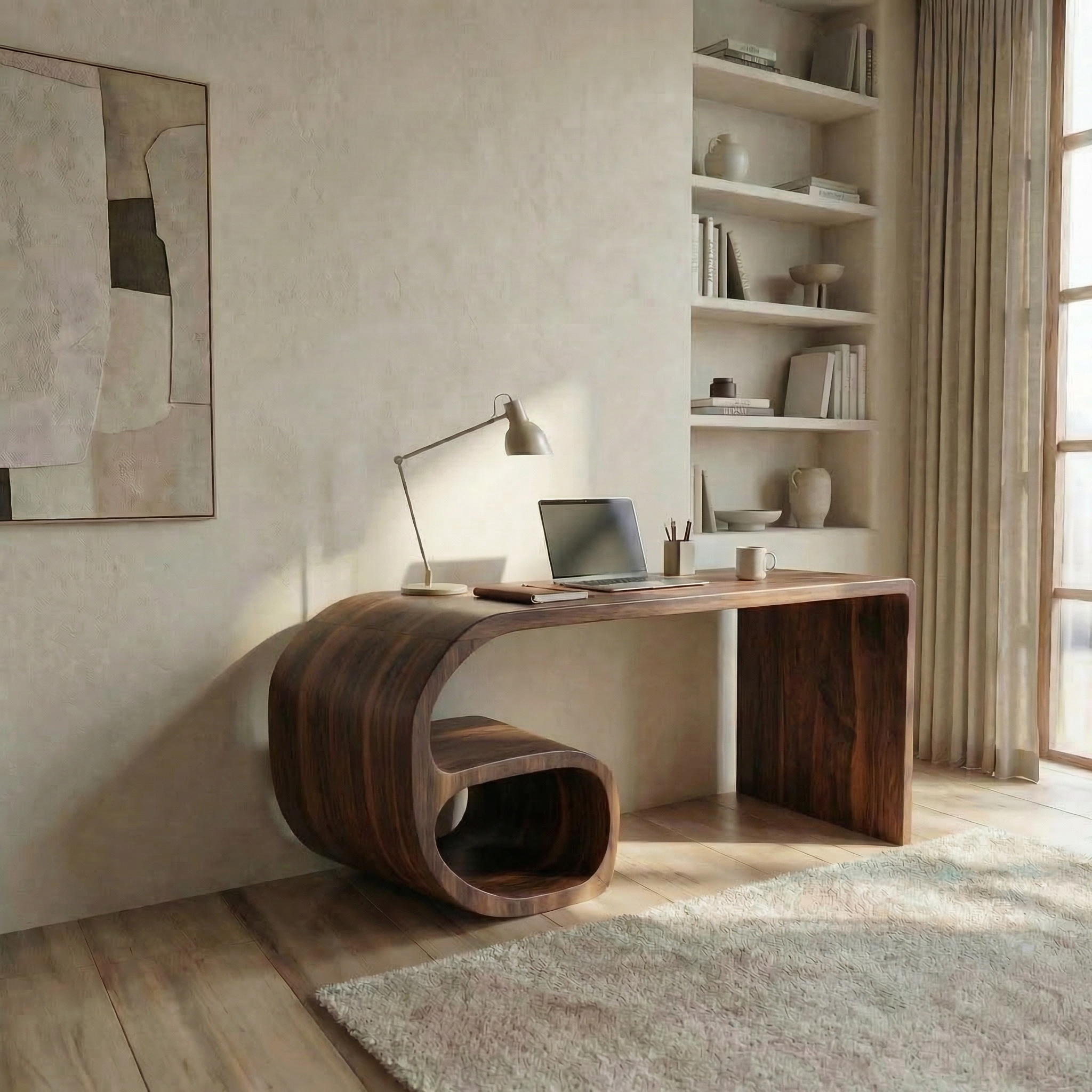 Modern Sculptural Desk For Home Office And Study Room SINLSADK096