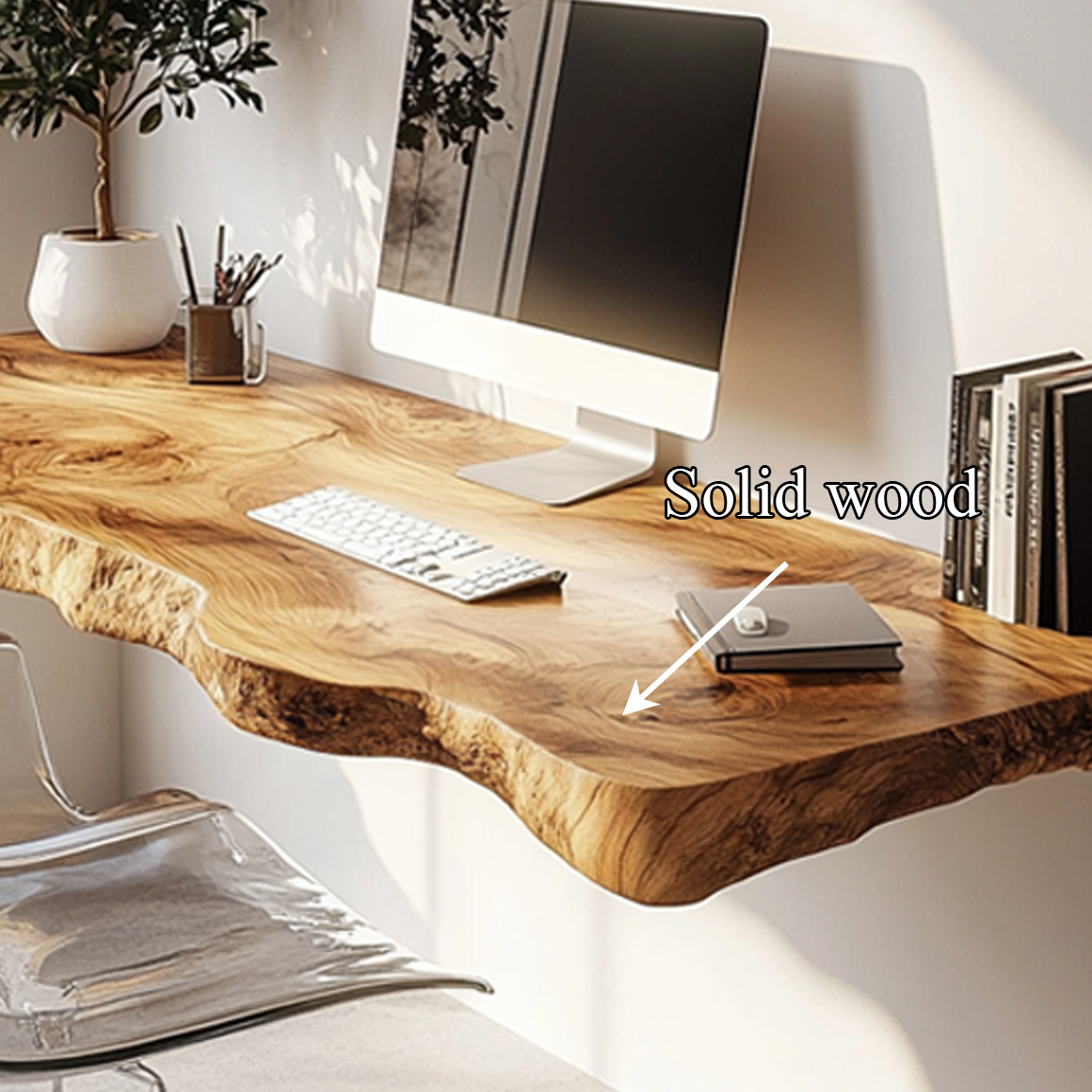 Rustic Live Edge Floating Desk Office Or Bedroom SINLSAFL284