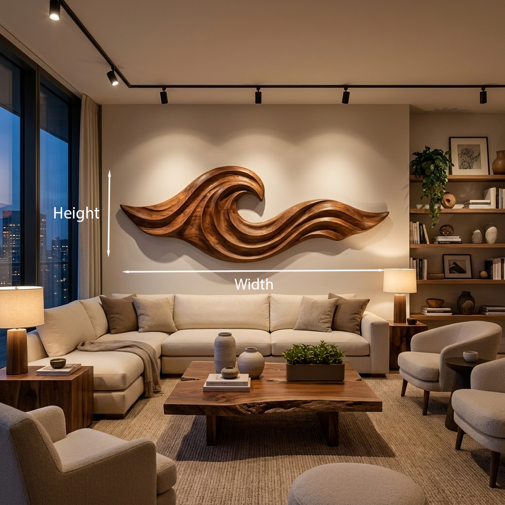 Wooden Ocean Wave Wall Art For Cozy Living Room Decor RTTHTTWA140