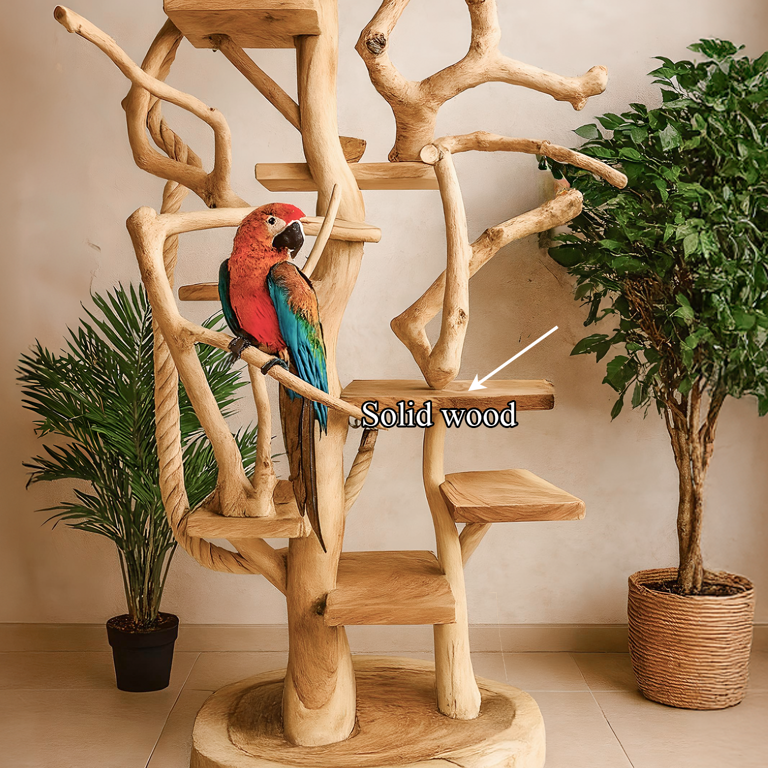 Natural Tree Parrot Stand For Living Room And Bird Room SINLSATT029