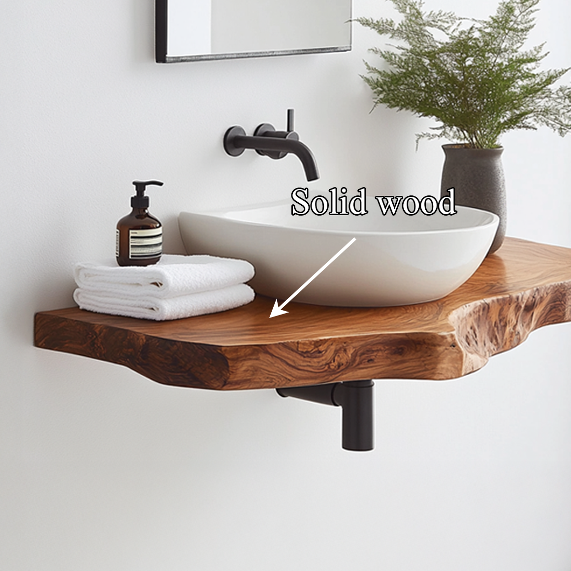 Rustic Bathroom Vanity Shelf Handcrafted Wood Bathroom Accent SINLSABRV226