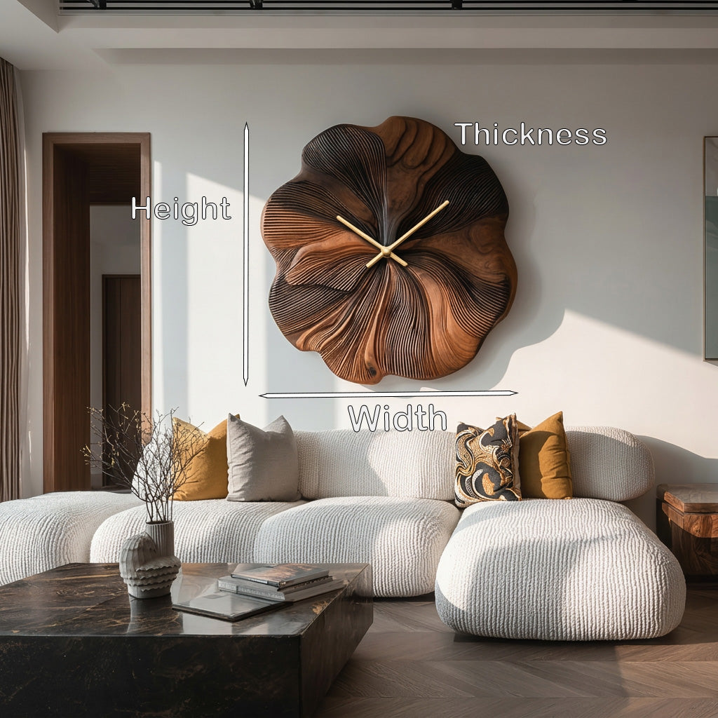 Contemporary Floral Wooden Wall Clock Decor For Living Room RTTHHNWAC021