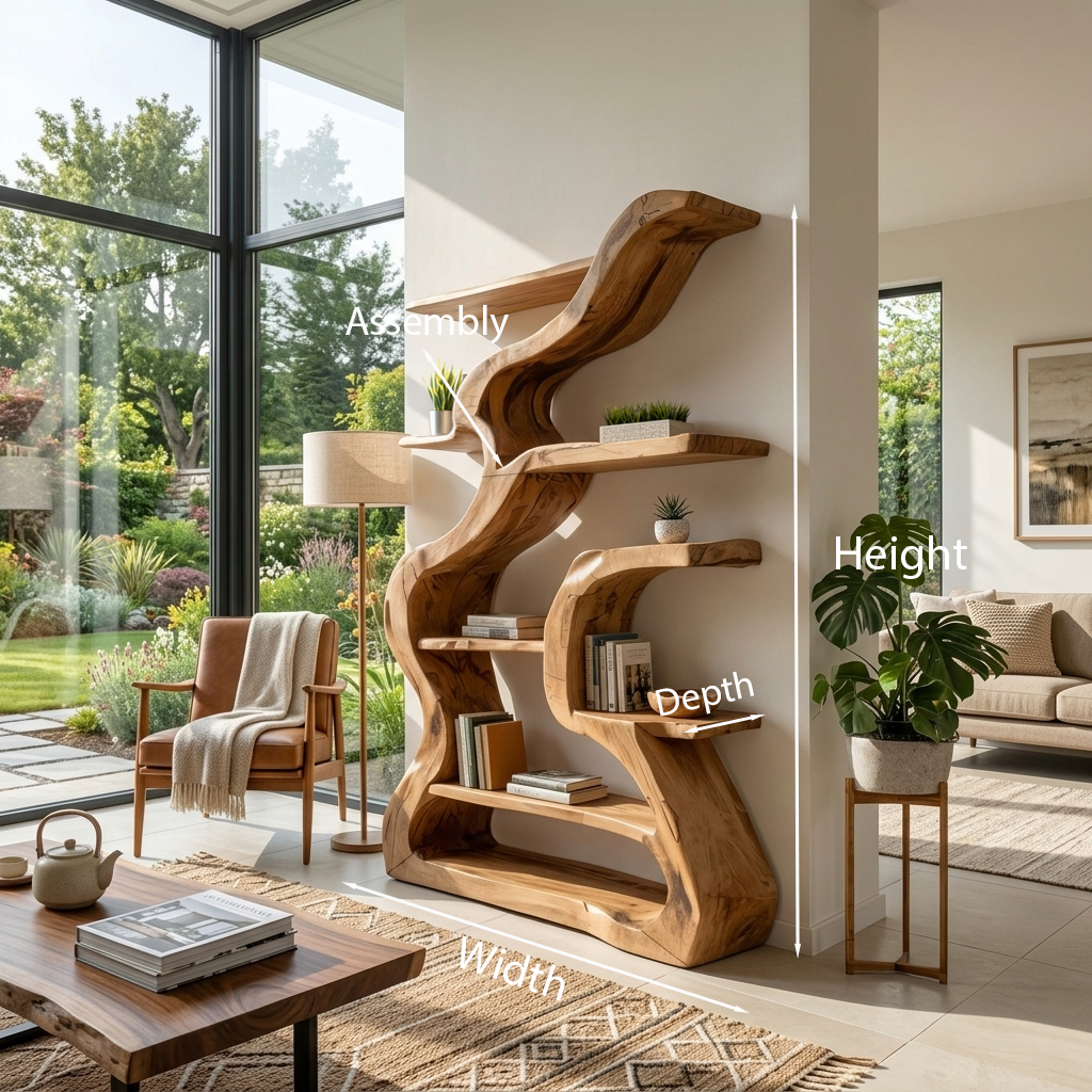 Organic Sculptural Bookshelf With Curved Design For Living Room SITHTTBS033