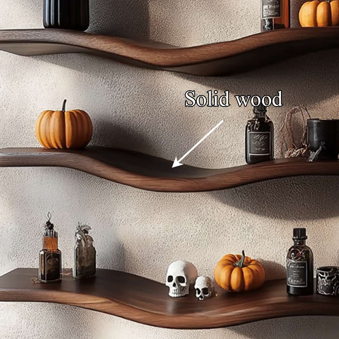 Mid Century Wavy Shelf Halloween Accent Modern Entryway SINLSAWV015
