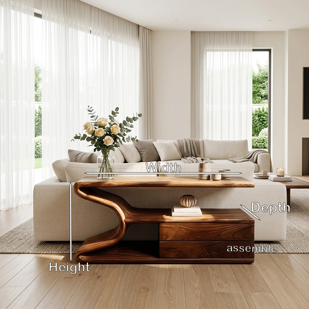 Modern Wooden Console Table With Storage For Statement Living Space RTTHHNCS035