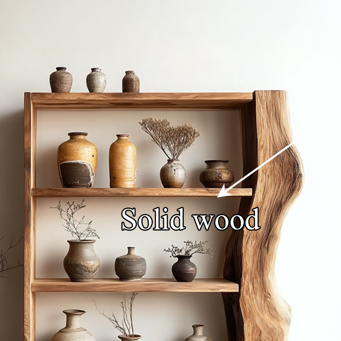 Rustic Live Edge Bookshelf Living Room Display Storage SINLSASC150