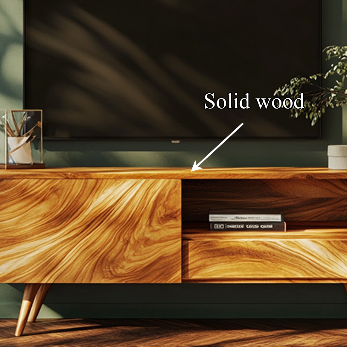 Organic Modern Sculpted Wooden TV Cabinet Living Room Interior Display SINLSASC243