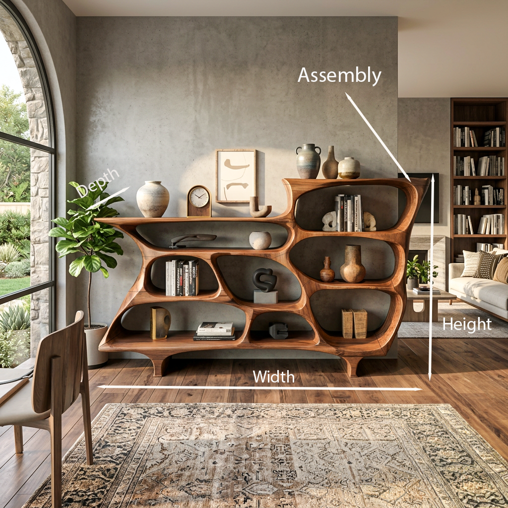 Contemporary Organic Bookshelf With Open Shelves For Living Room Or Office SITHTTBS030