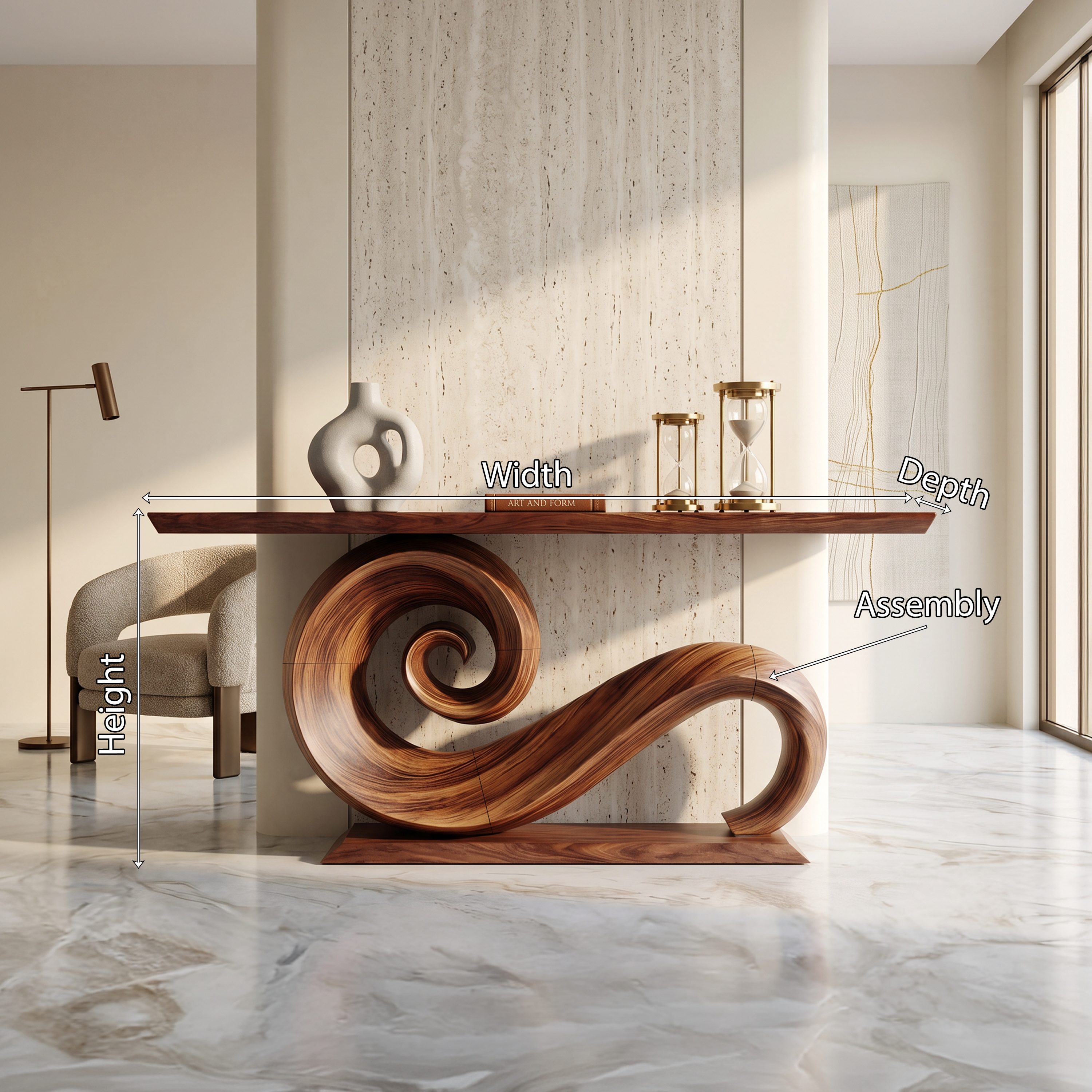 Modern Solid Wood Console Table Organic Live Edge For Entryway Design SILDTTNCS088