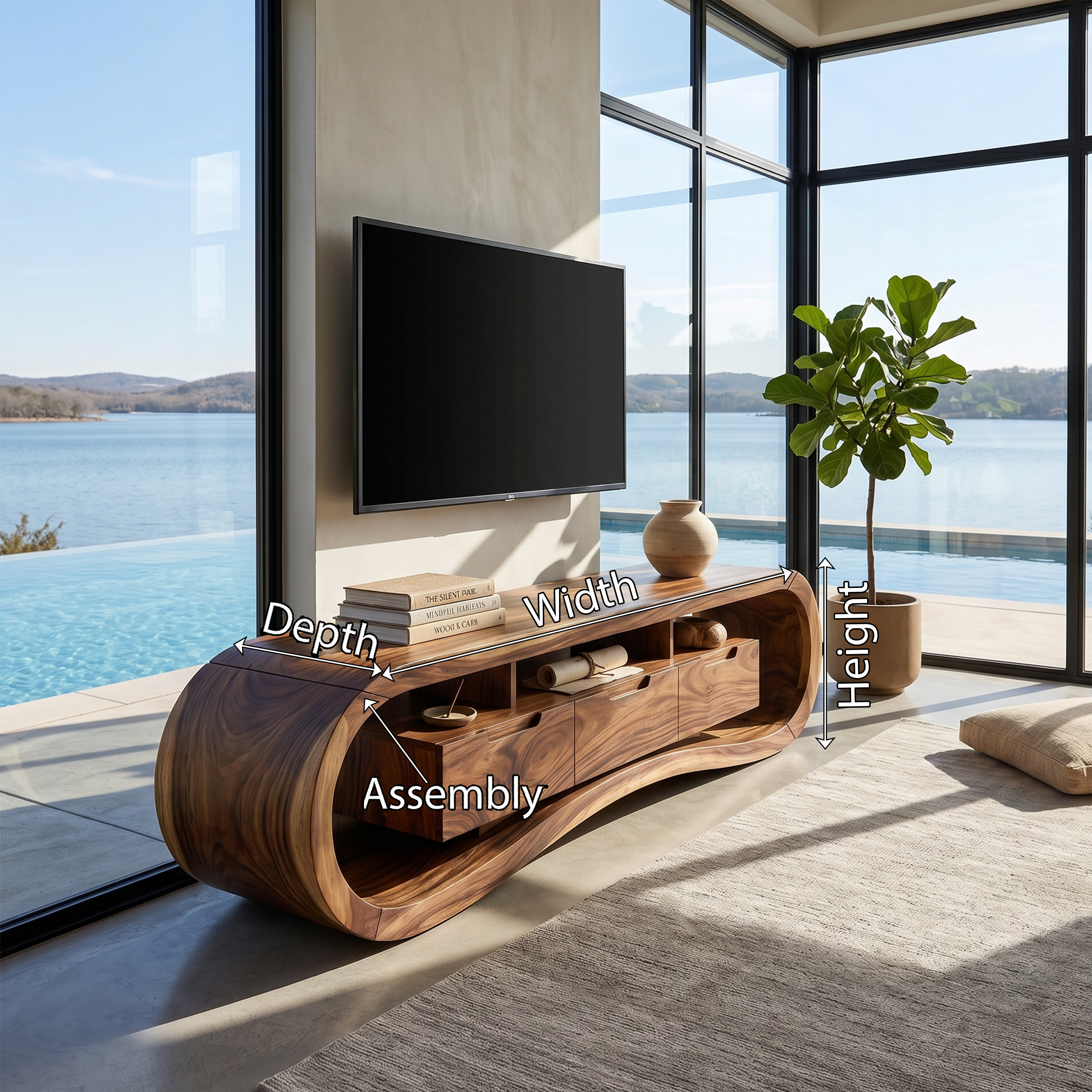 Modern Sculptural TV Stand For Luxury Minimalist Living Room SILDTTRTVC097