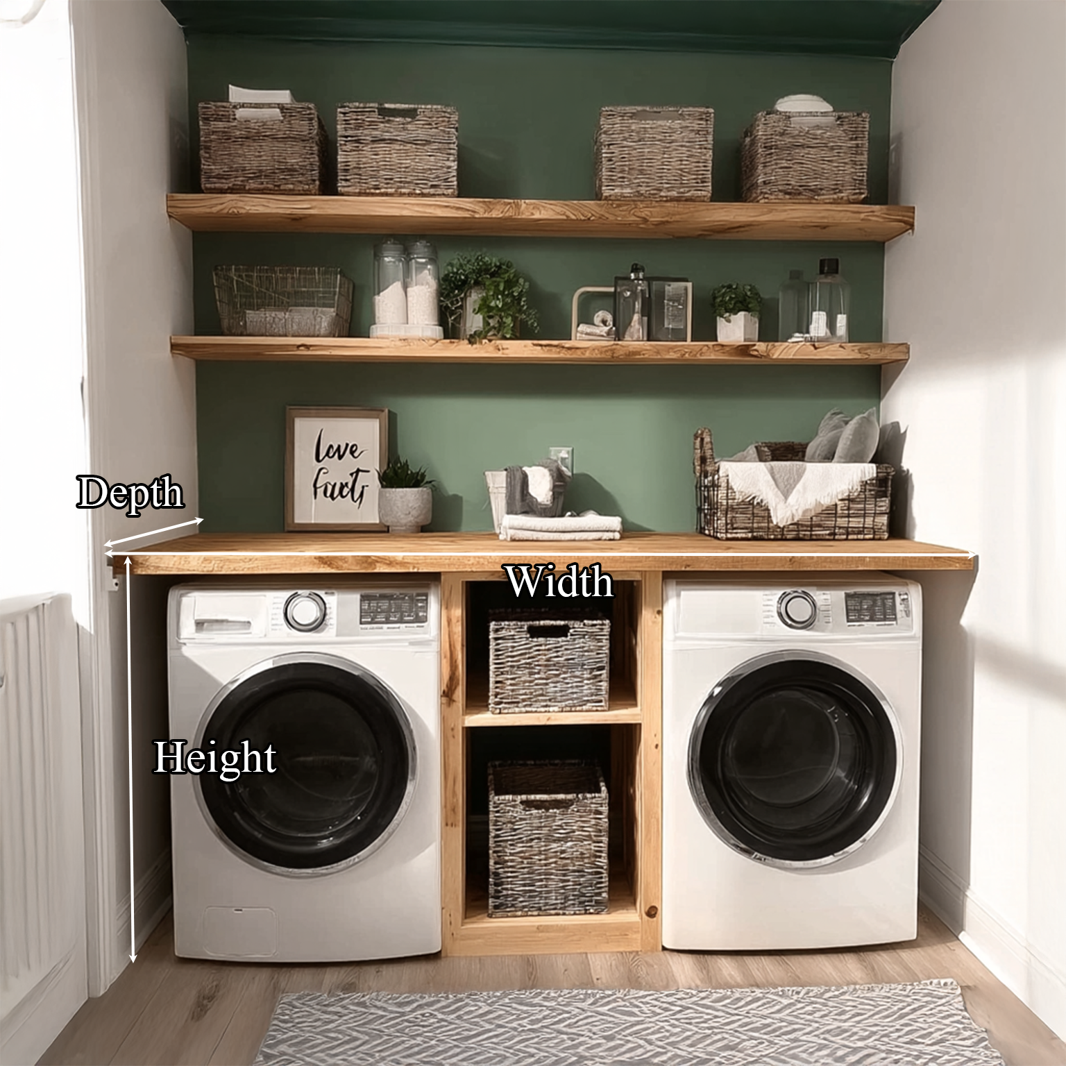 Laundry Nook Shelf Handmade Rustic Wood Gift SINLSALN003