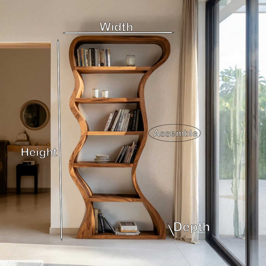Organic Sculpture Wavy Bookshelf For Living Room Or Office Furniture SITHHNBS068