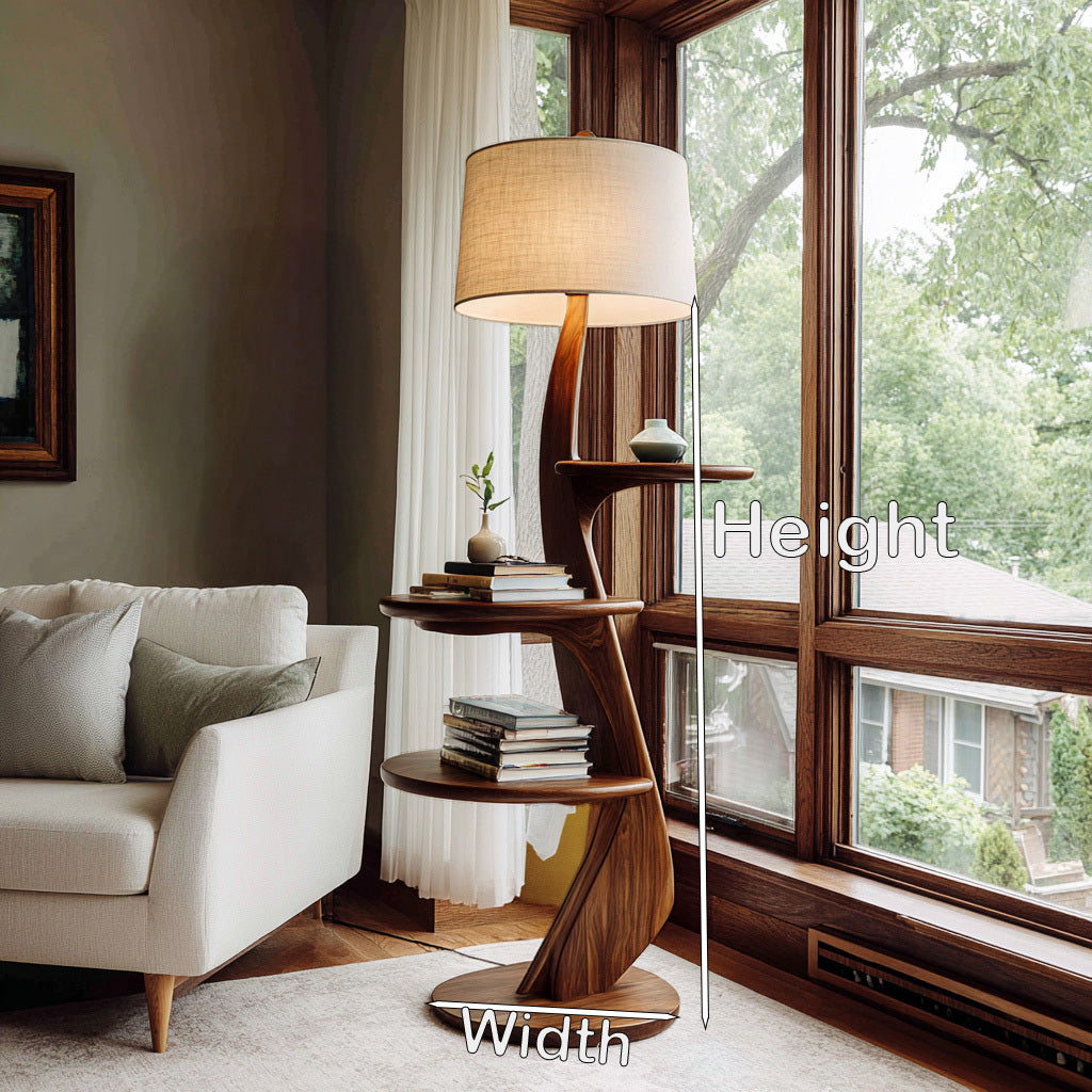 Contemporary Wooden Floor Lamp With Shelf For Living Room RTTHHNLAM072