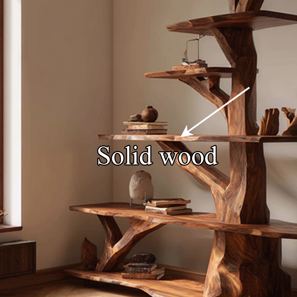 Rustic Free Standing Tree Bookshelf Living Room Or Bedroom SINLSATB349