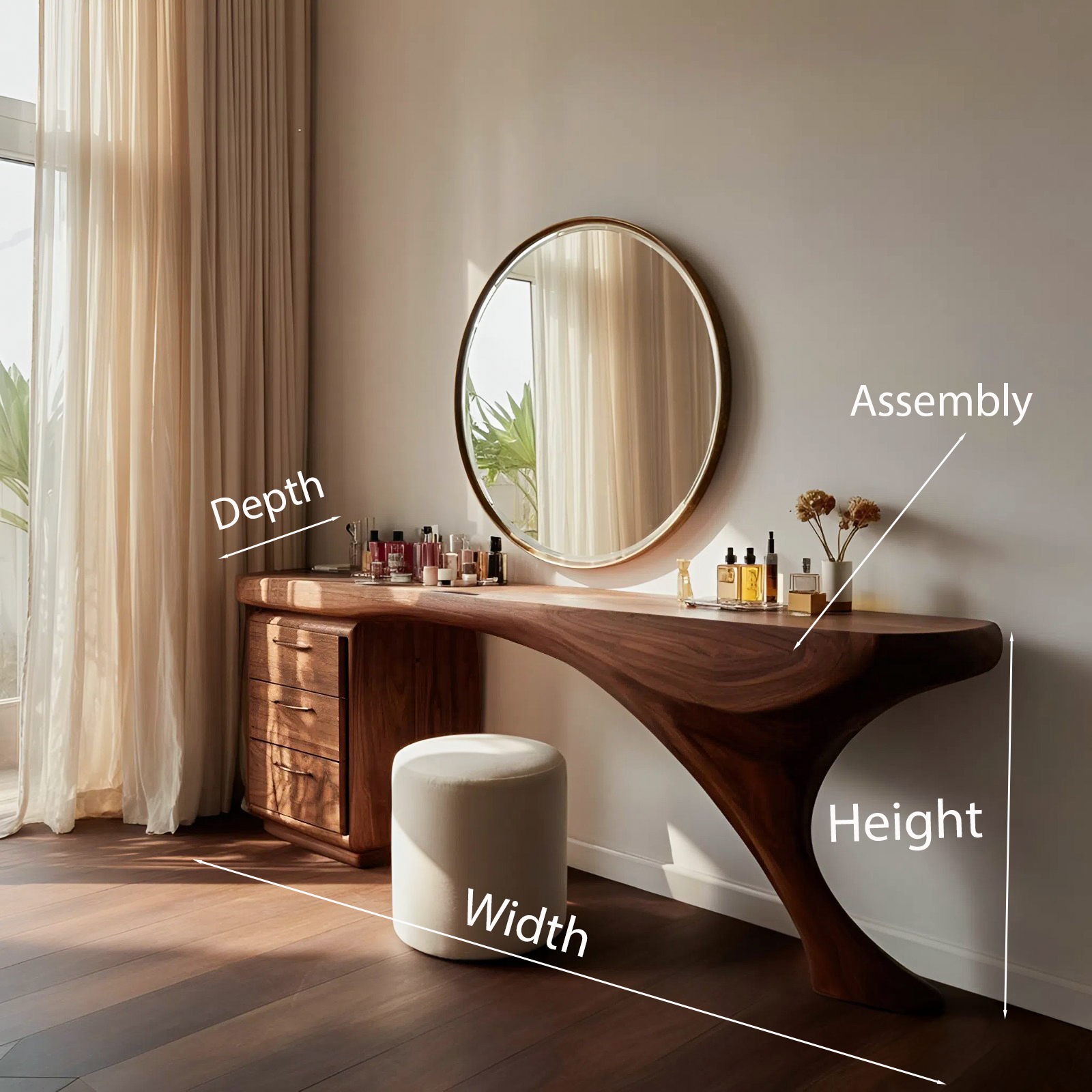 Modern Sculptural Vanity Table For Dressing Area SITHTTMV021