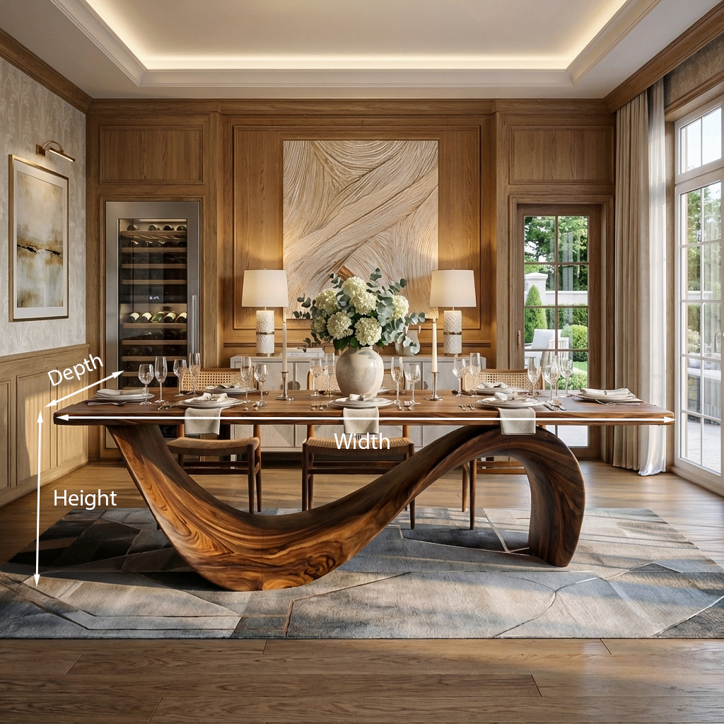 Modern Wooden Dining Table With Curved Base For Dining RTTHTTDN041