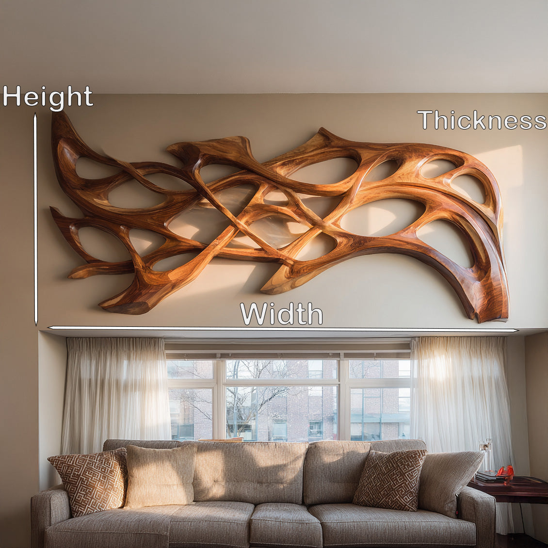 Organic Wood Wall Art Carved Design For Living Room Decor RTTHHNWA184