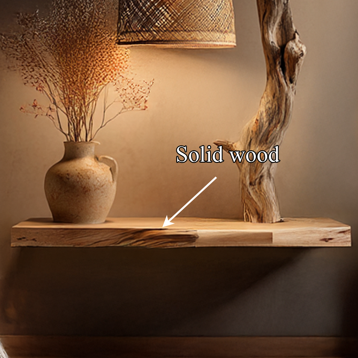 Floating Solid Wood Shelf Sculptural Accent Bedroom Interior Decor SINLSAFL317