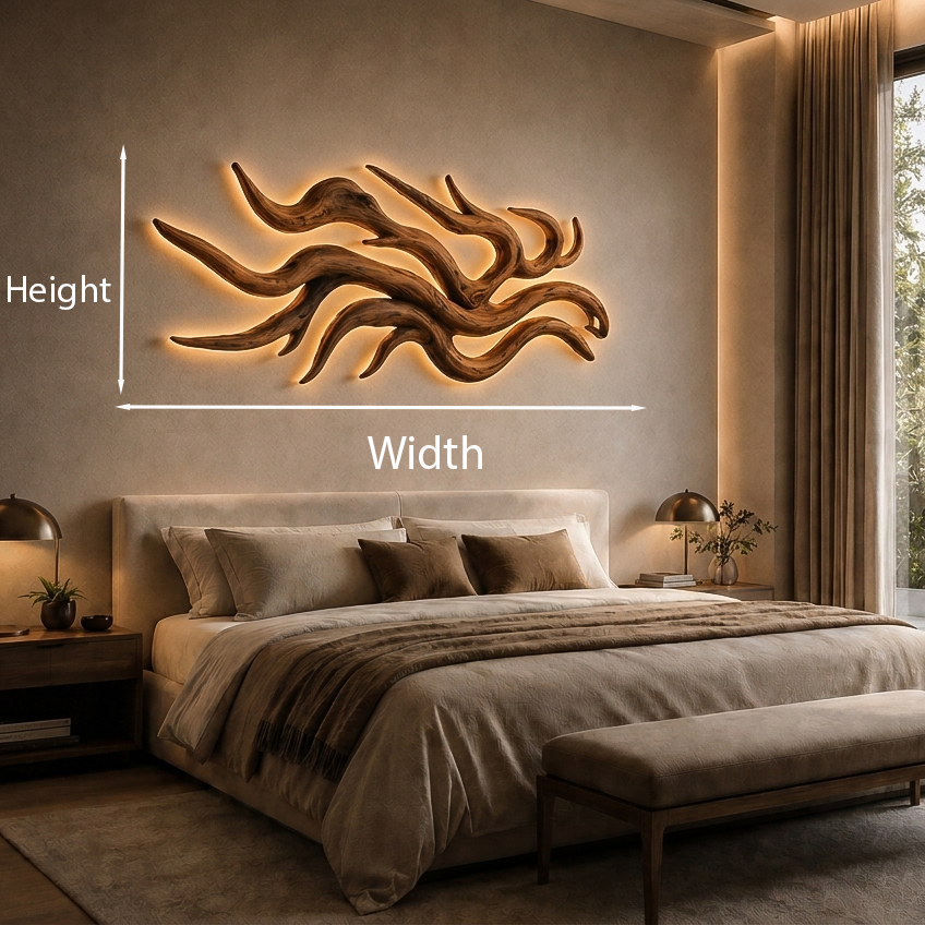 Artistic Wood Wall Light Flowing Root Design For Bedroom Decor RTTHTTLAM060