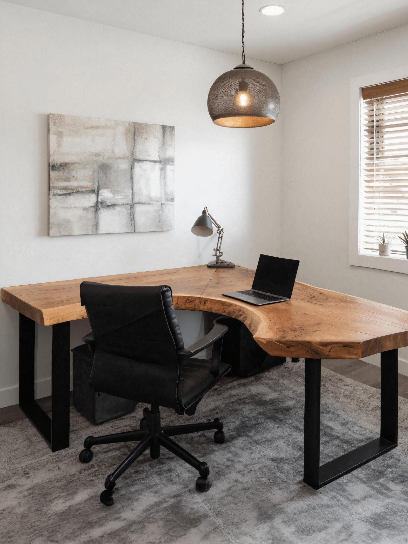 Modern Live Edge L Shaped Desk For Home Workspace SITHHNDE057