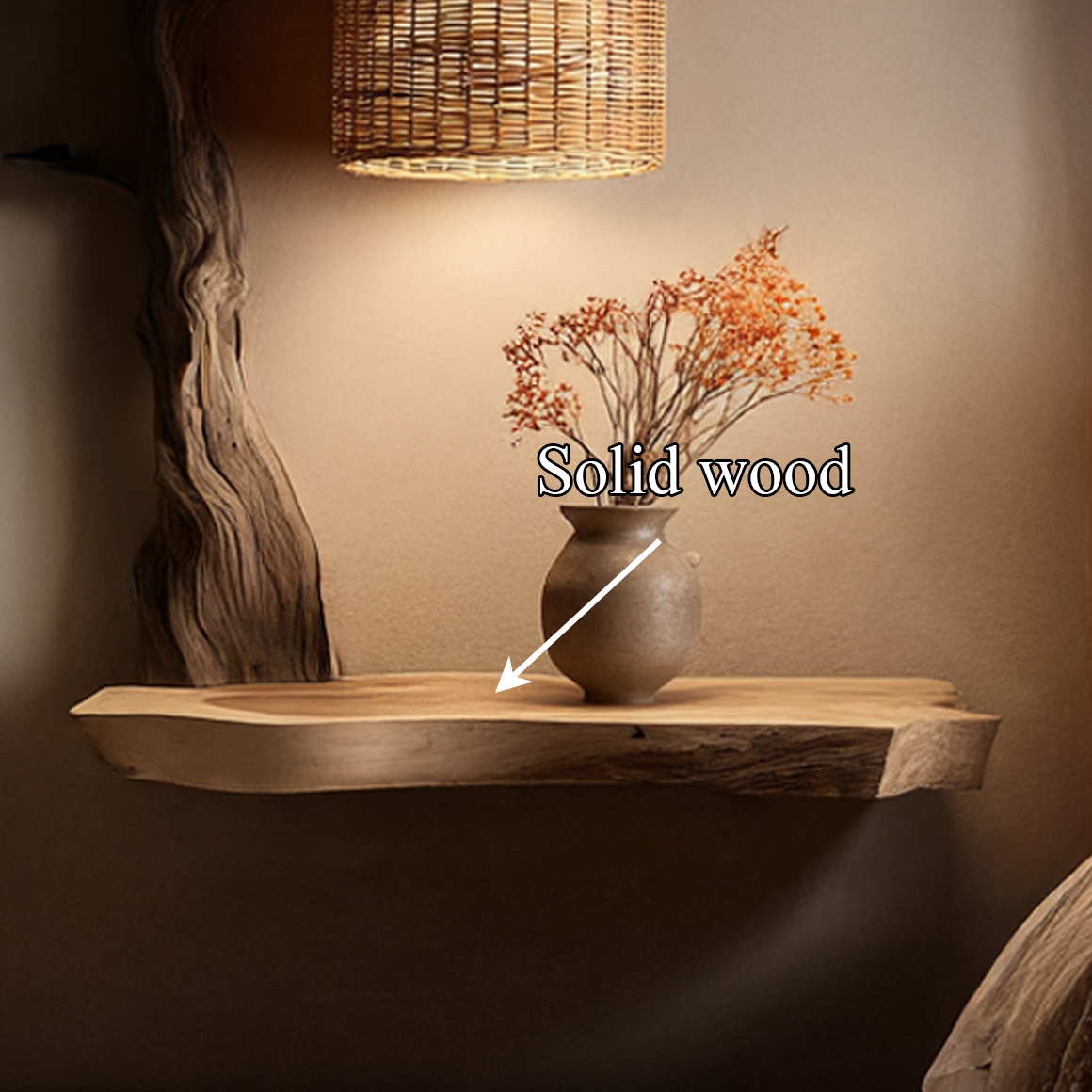 Organic Branch Floating Wood Shelf Bedroom Accent Interior Decor SINLSAFL318