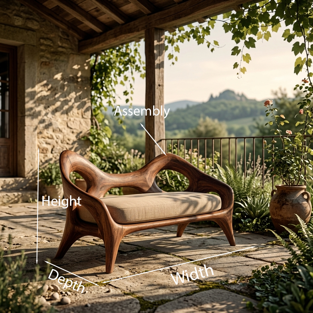 Organic Sculptural Natural Wood Sofa For Statement Hallway RTTHTTSF045