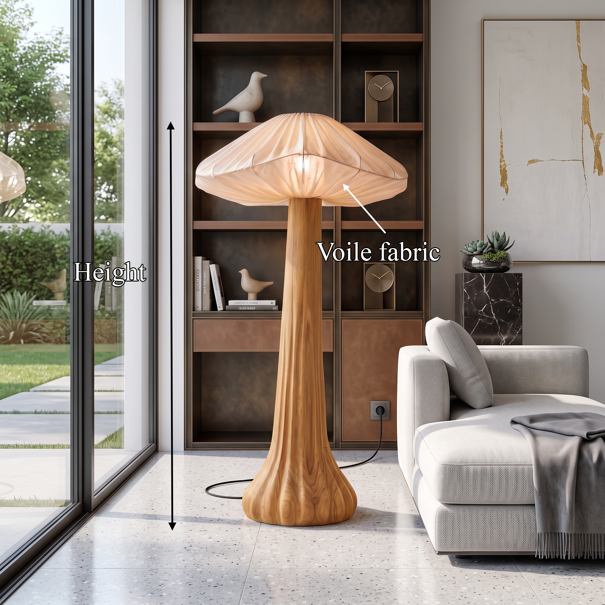 Contemporary Floor Lamp Organic Mushroom Design Reading Corner SINLSAFLP133