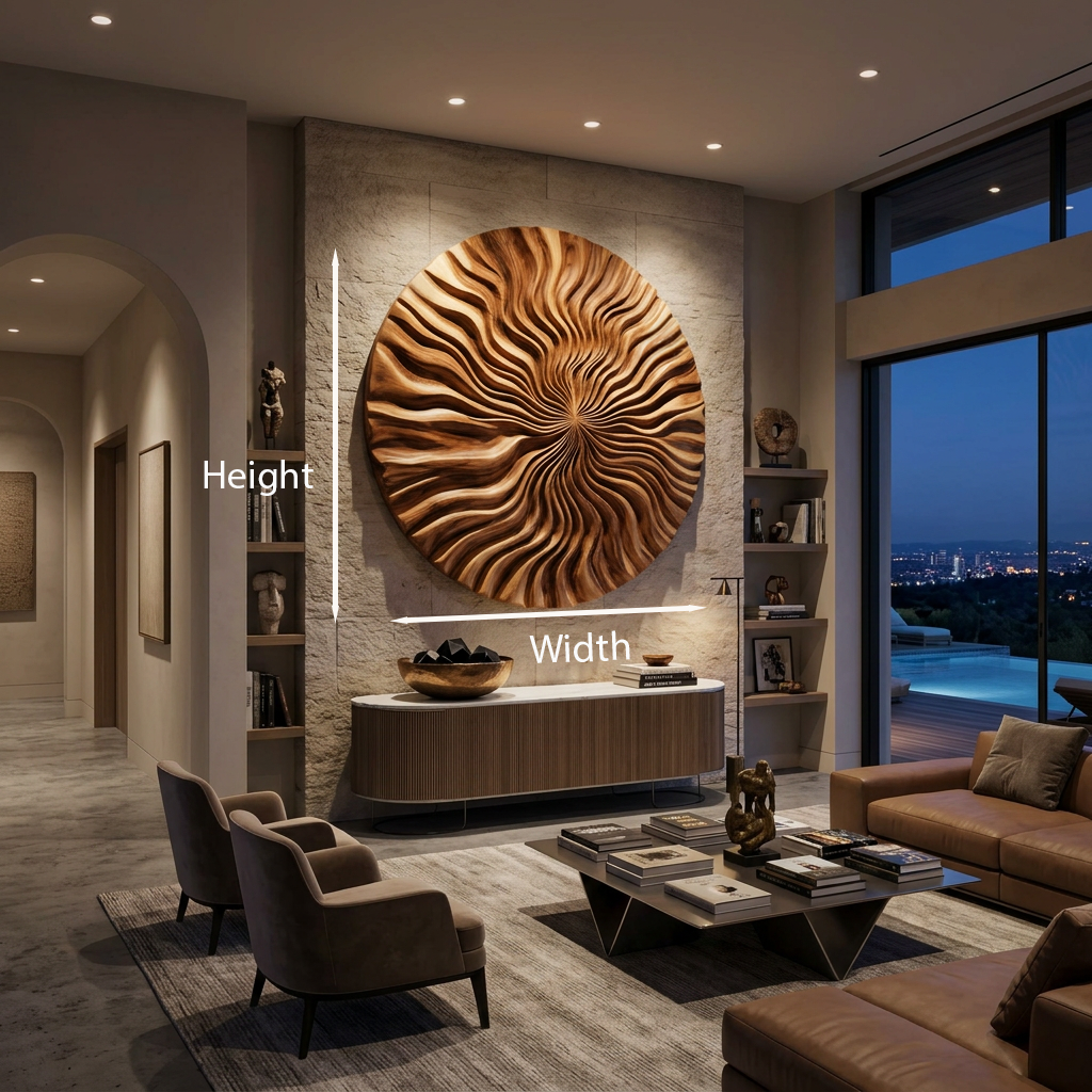 Round Wall Art With Wave Design For Entryway SITHTTWA023