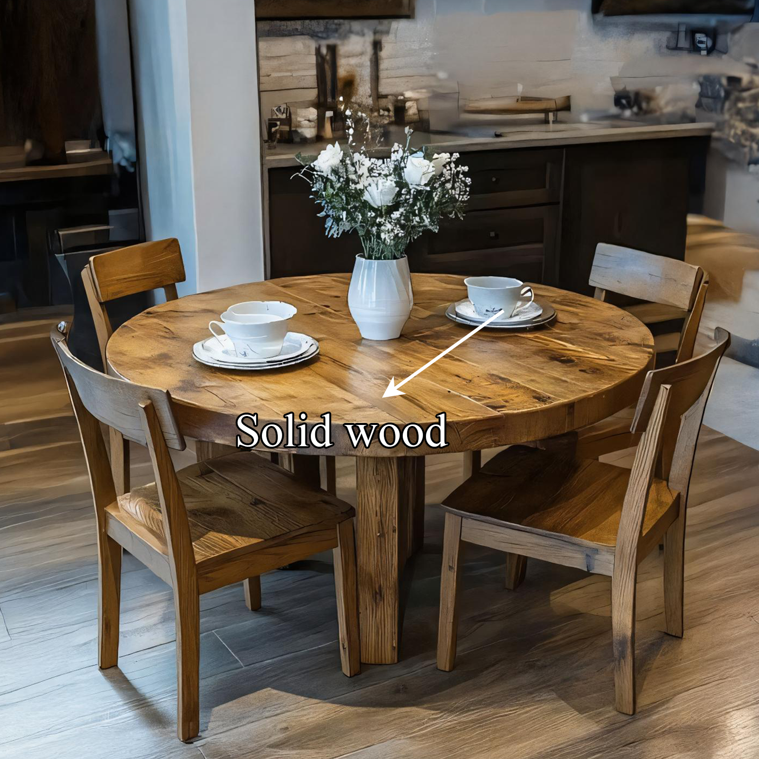Rustic Round Dining Table Modern Dining Kitchen SINLSADT075
