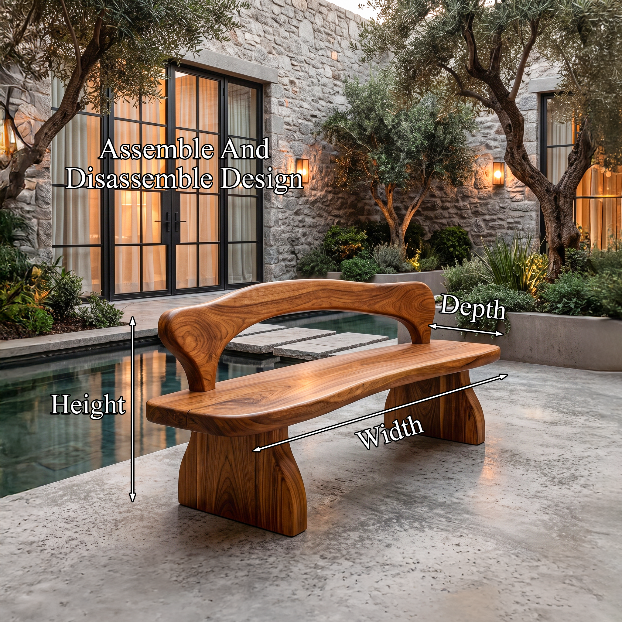 Organic Live Edge Bench Wooden Outdoor Seating For Patio SINLHABEN132