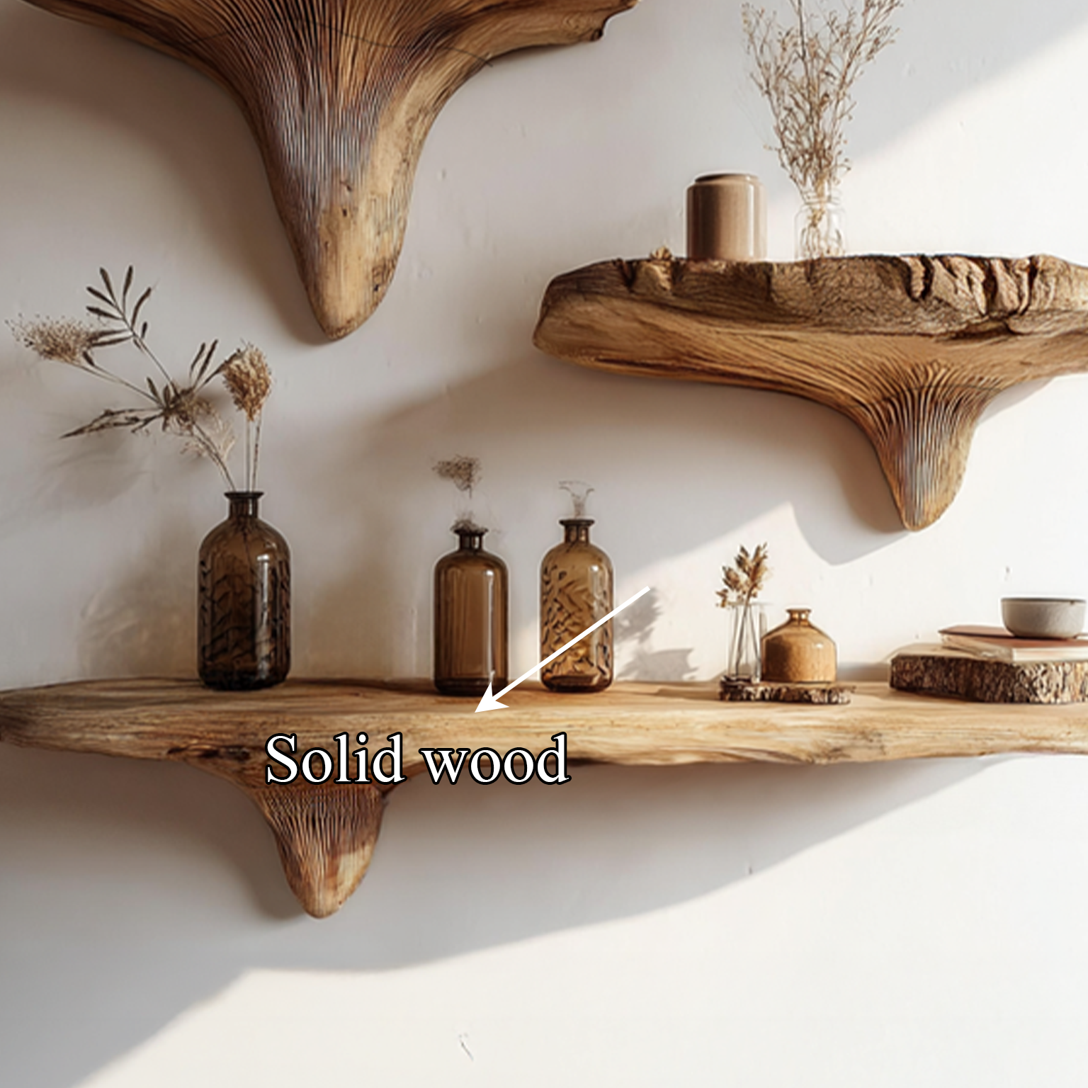 Rustic Live Edge Musrhroom Shelves Living Room Decor SINLSAFL092