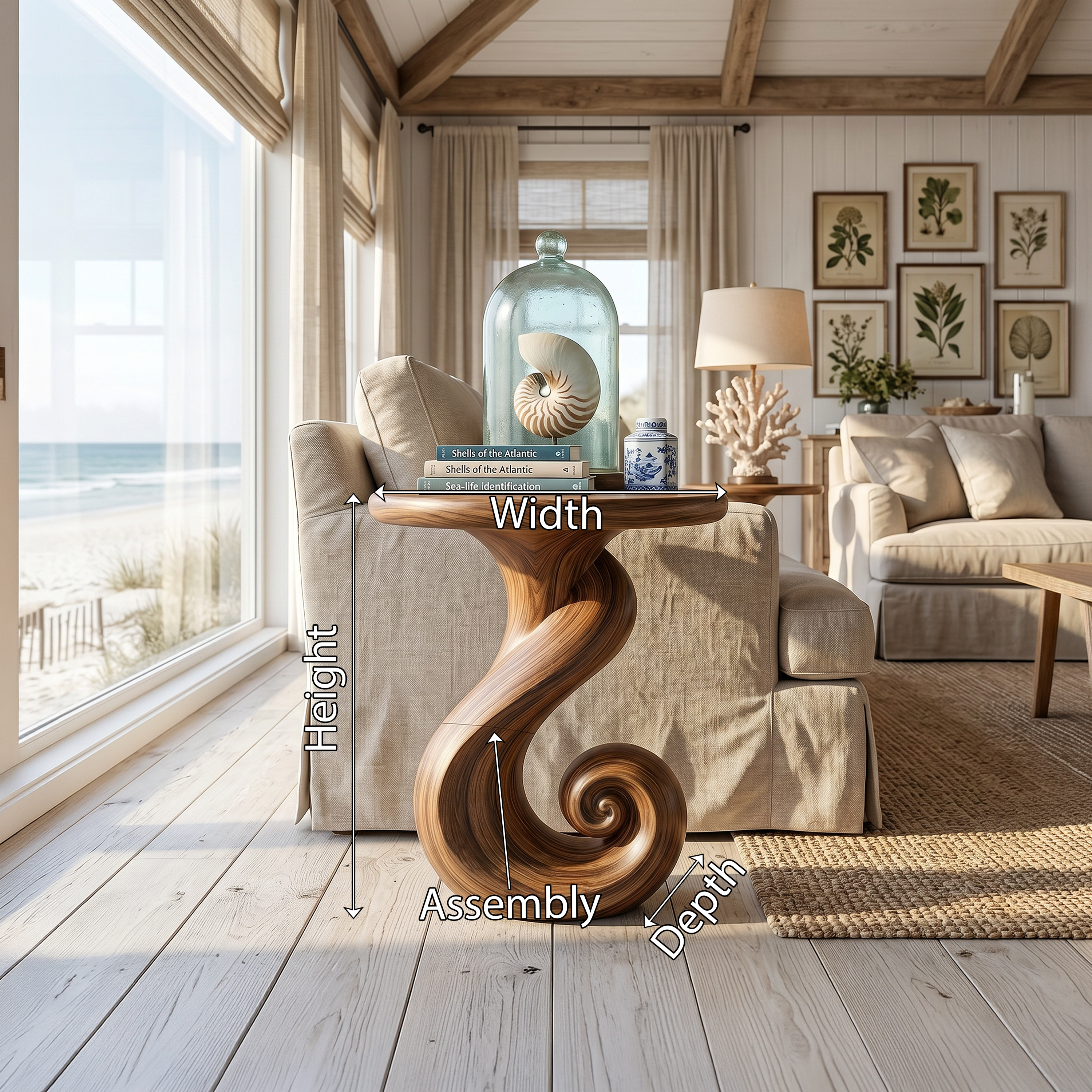 Coastal Spiral Accent Table Beachfront Cottage SILDTTRSTA035
