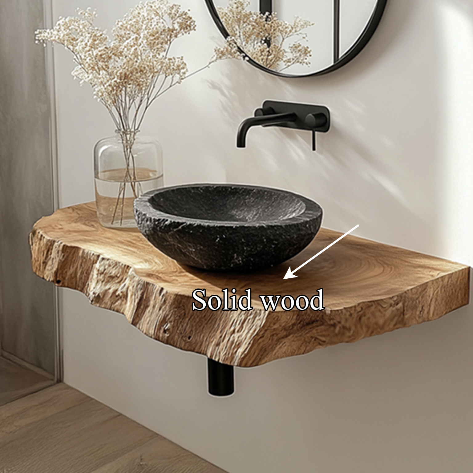 Midcentury Floating Shelf Vanity Bathroom SINLSABRV066