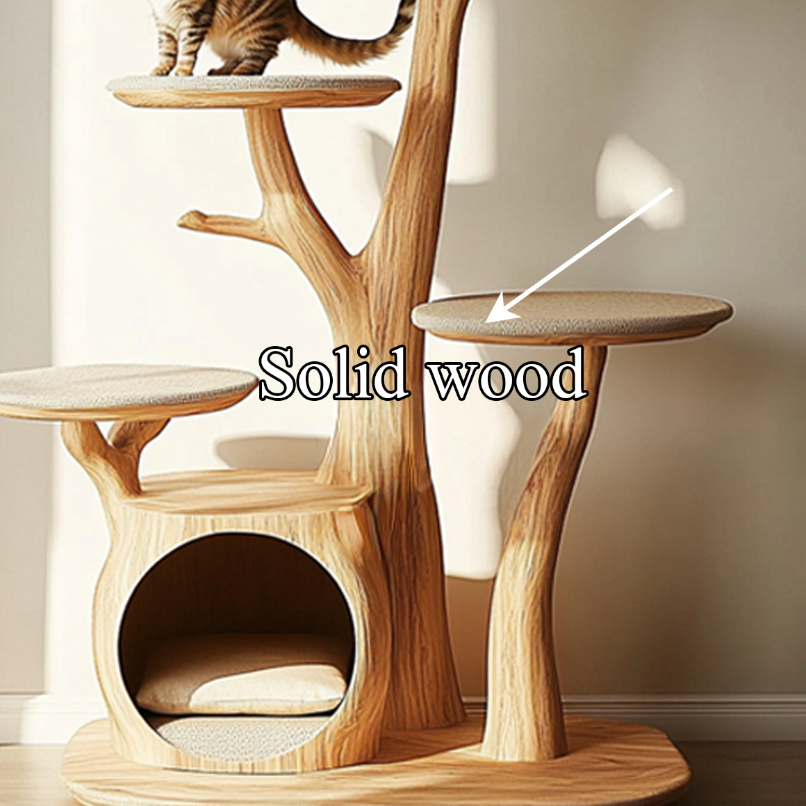 Rustic Cat Tree Stand Living Room Pet Furniture With House SINLSATT059