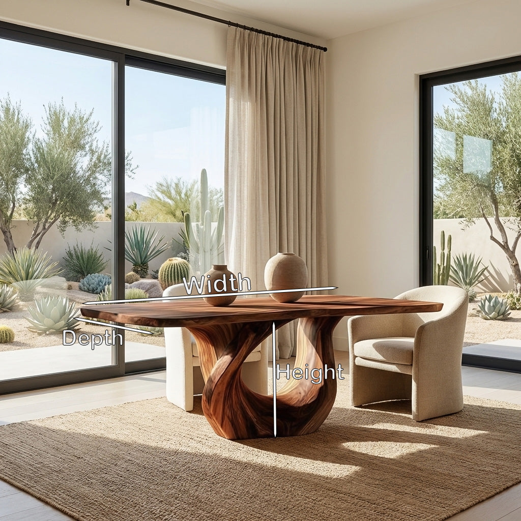 Modern Wooden Dining Table With Sculptural Base For Dining RTTHHNDN046