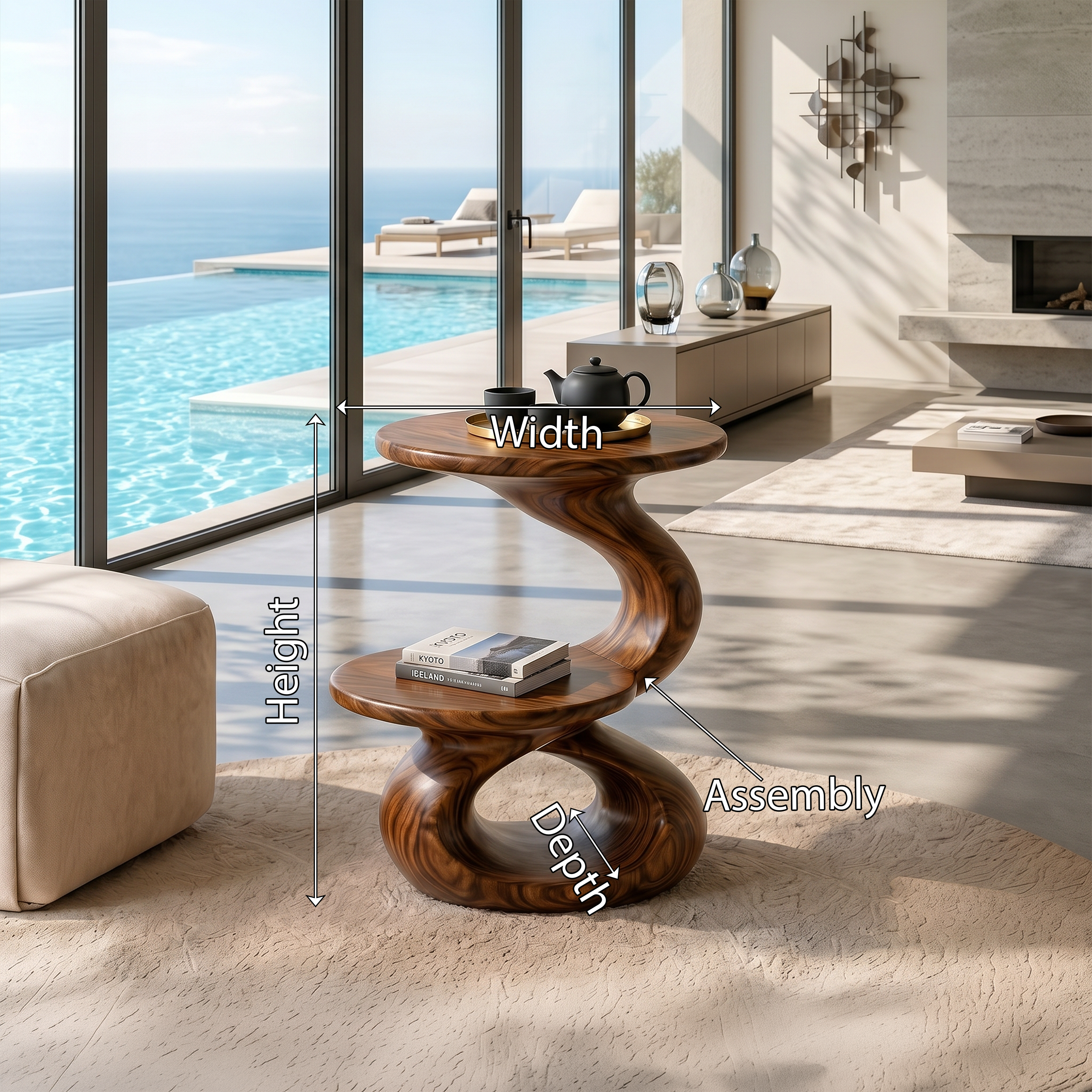 Minimalist Open Shelf Side Table Coastal Villa SILDTTRSTA018