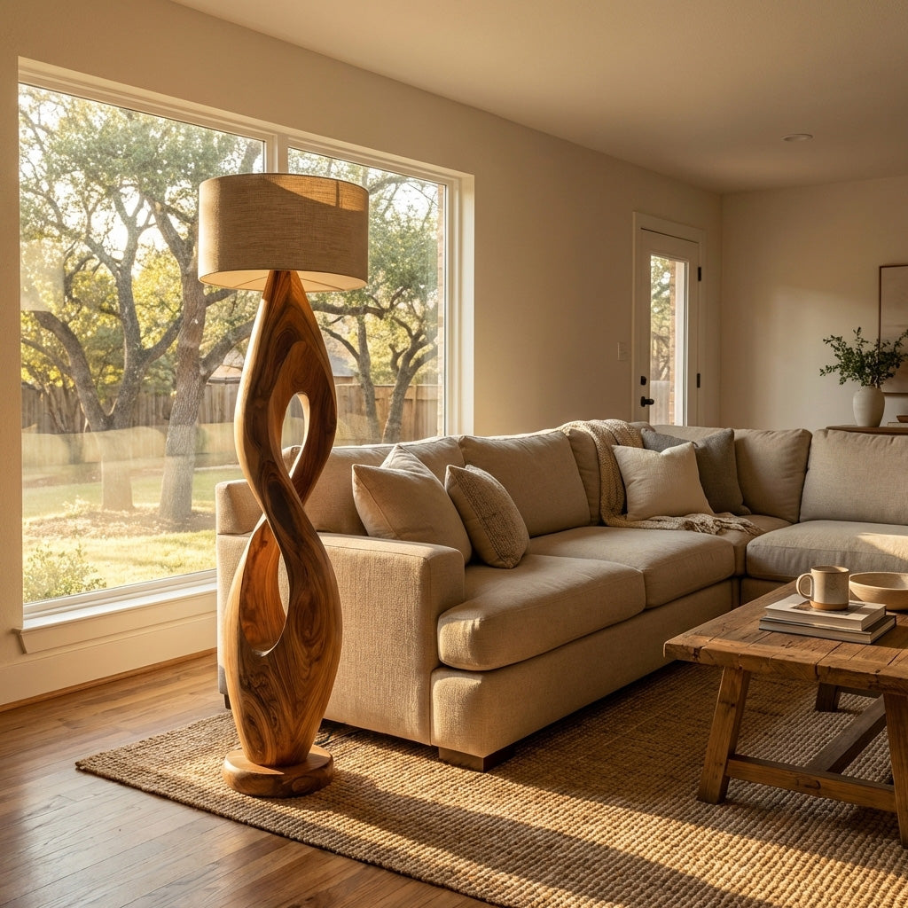 Modern Twisted Wooden Floor Lamp For Living Room RTTHHNLAM065